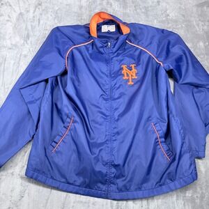 MLB Genuine Merchandise Mens XL New York Mets Windbreaker Jacket Blue Orange